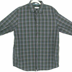 Calvin Klein Button Down Long Sleeve Checkered Men's Shirt Large